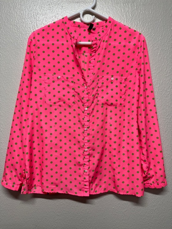 Kut from the Kloth Tops - Kut from the Kloth Pink Shirt with Green Polka Dots